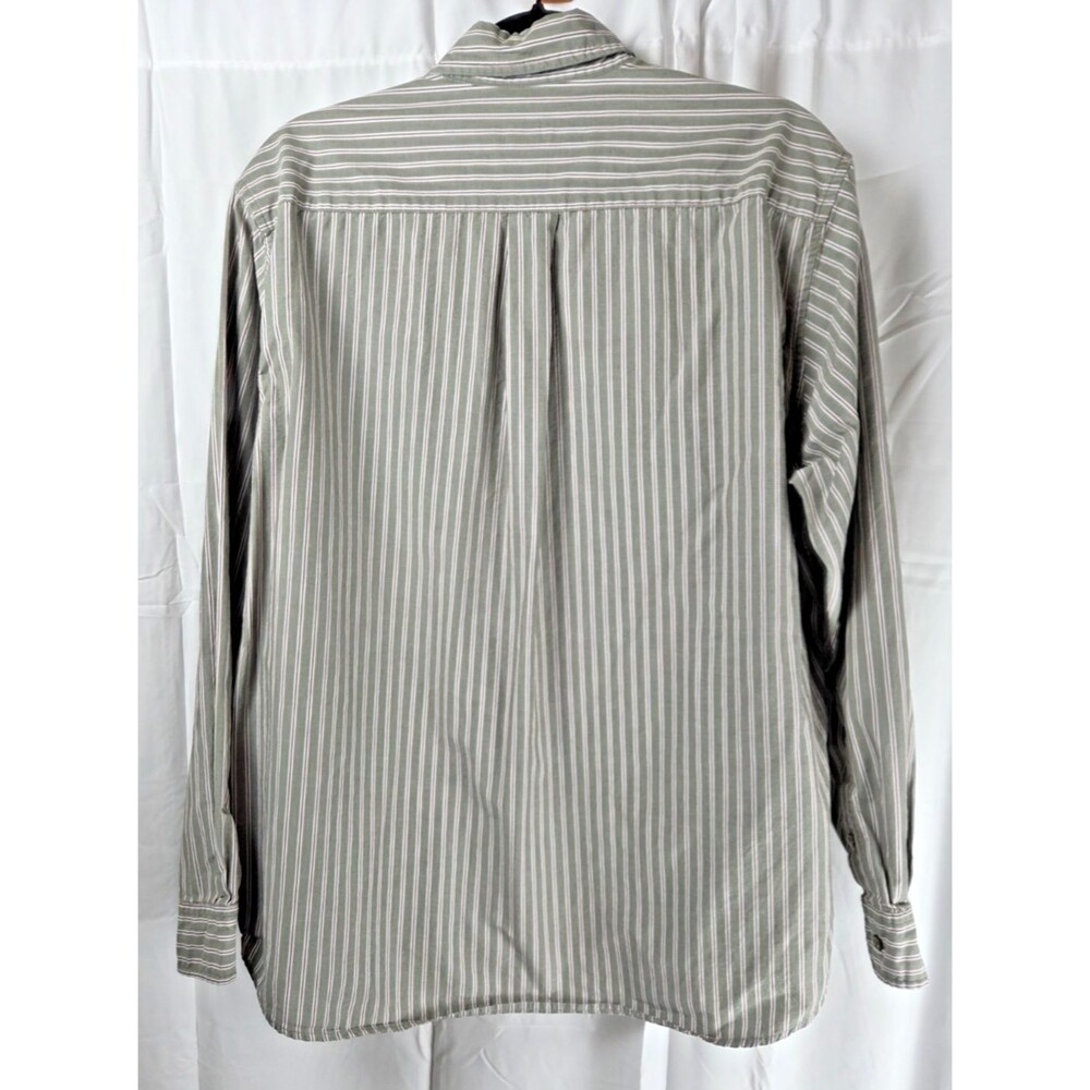 Eddie Bauer Men’s Large Green Striped Button Down Cotton Shirt L/S Casual - Picture 7 of 7